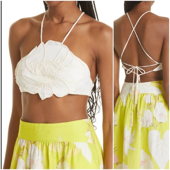 Tops - Farm Rio Flower Linen Blend Crop Top